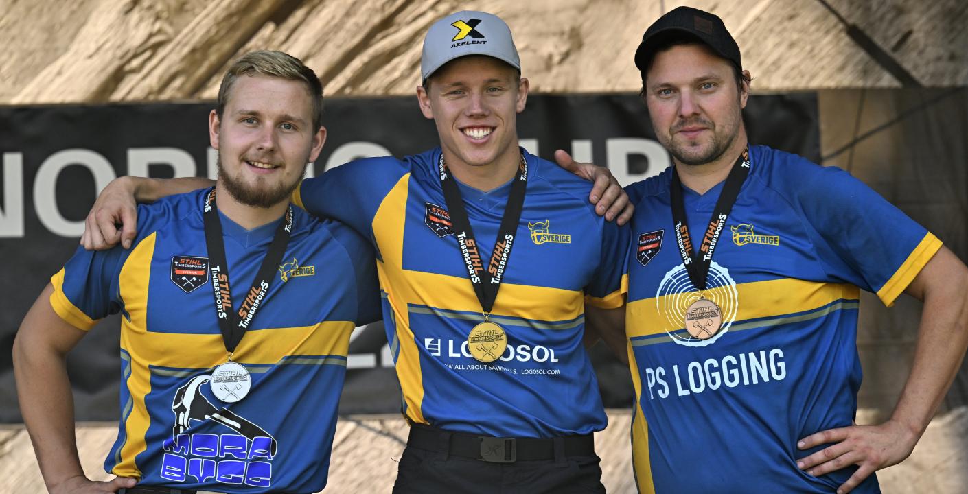 De svenska atleterna Ferry Svan, mitten, och Emil Hansson, till vänster, är klara för European Trophy 2022 i Frankrike, efter att ta tagit hem guld respektive silver under Nordic Trophy 2022.